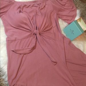 Off shoulder blush pink dress